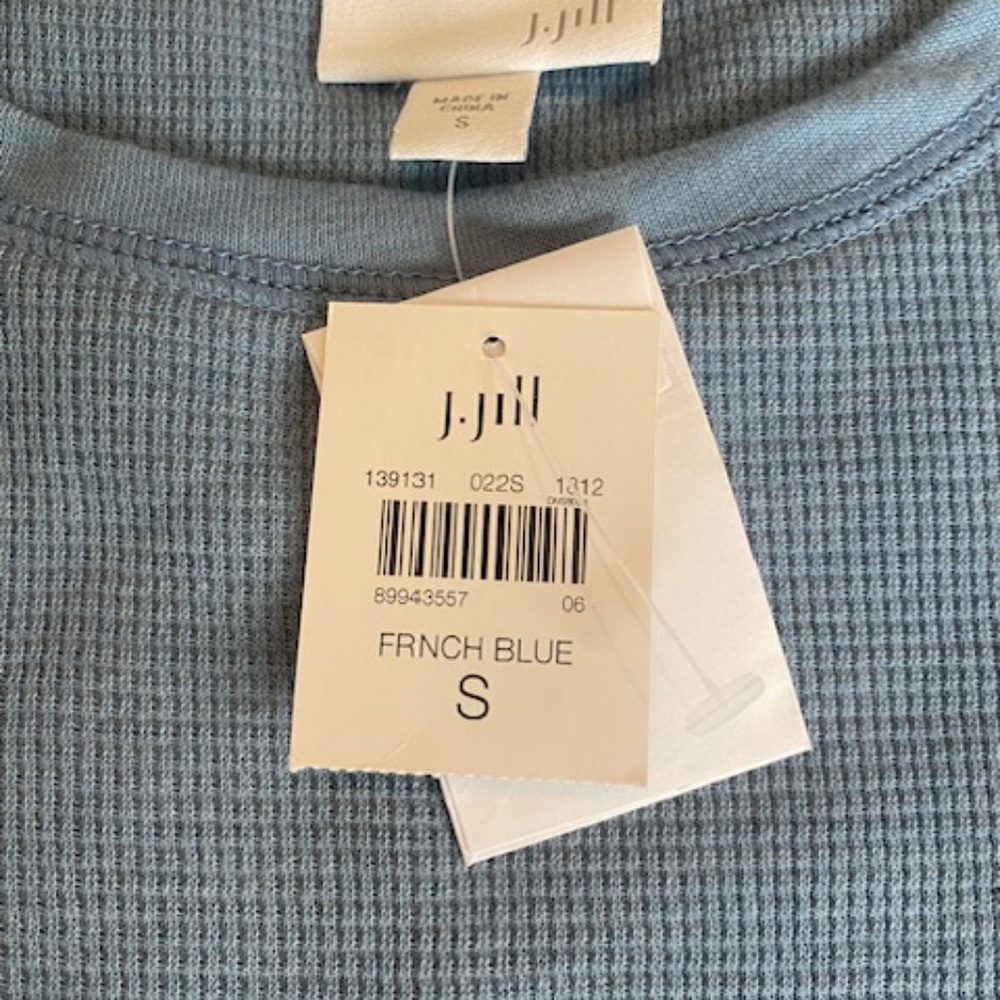 Beautiful J. Jill Waffle French Blue Long-Sleeve Shirt -- NWT